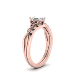 Load image into Gallery viewer, celtic-knot-split-emerald-cut-black-diamond-engagement-ring-in-rose-gold-FD9609EMGBLACK-NL-RG

