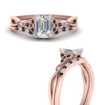 Load image into Gallery viewer, celtic-knot-split-emerald-cut-black-diamond-engagement-ring-in-rose-gold-FD9609EMGBLACK-NL-RG
