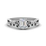 Load image into Gallery viewer, celtic-knot-split-emerald-cut-black-diamond-engagement-ring-in-white-gold-FD9609EMGBLACK-NL-WG
