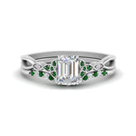 Load image into Gallery viewer, celtic-knot-split-emerald-cut-emerald-engagement-ring-in-white-gold-FD9609EMGEMGR-NL-WG
