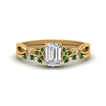 Load image into Gallery viewer, celtic-knot-split-emerald-cut-emerald-engagement-ring-in-yellow-gold-FD9609EMGEMGR-NL-YG

