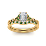 Load image into Gallery viewer, celtic-knot-split-emerald-cut-emerald-engagement-ring-in-yellow-gold-FD9609EMGEMGR-NL-YG
