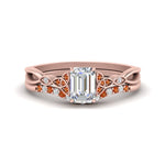 Load image into Gallery viewer, celtic-knot-split-emerald-cut-orange-sapphire-engagement-ring-in-rose-gold-FD9609EMGSAOR-NL-RG
