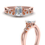 Load image into Gallery viewer, celtic-knot-split-emerald-cut-orange-sapphire-engagement-ring-in-rose-gold-FD9609EMGSAOR-NL-RG
