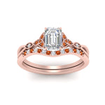 Load image into Gallery viewer, celtic-knot-split-emerald-cut-orange-sapphire-engagement-ring-in-rose-gold-FD9609EMGSAOR-NL-RG
