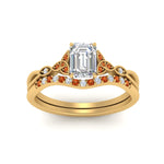 Load image into Gallery viewer, celtic-knot-split-emerald-cut-orange-sapphire-engagement-ring-in-yellow-gold-FD9609EMGSAOR-NL-YG
