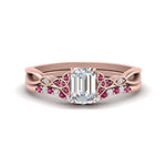 Load image into Gallery viewer, celtic-knot-split-emerald-cut-pink-sapphire-engagement-ring-in-rose-gold-FD9609EMGSADRPI-NL-RG
