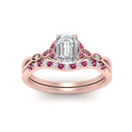 Load image into Gallery viewer, celtic-knot-split-emerald-cut-pink-sapphire-engagement-ring-in-rose-gold-FD9609EMGSADRPI-NL-RG
