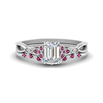 Load image into Gallery viewer, celtic-knot-split-emerald-cut-pink-sapphire-engagement-ring-in-white-gold-FD9609EMGSADRPI-NL-WG
