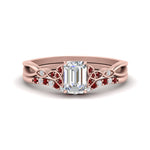 Load image into Gallery viewer, celtic-knot-split-emerald-cut-ruby-engagement-ring-in-rose-gold-FD9609EMGRUDR-NL-RG
