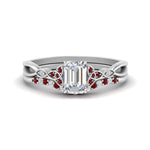 Load image into Gallery viewer, celtic-knot-split-emerald-cut-ruby-engagement-ring-in-white-gold-FD9609EMGRUDR-NL-WG
