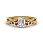 Load image into Gallery viewer, celtic-knot-split-emerald-cut-ruby-engagement-ring-in-yellow-gold-FD9609EMGRUDR-NL-YG
