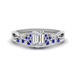 Load image into Gallery viewer, celtic-knot-split-emerald-cut-sapphire-engagement-ring-in-white-gold-FD9609EMGSABL-NL-WG
