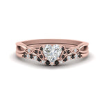 Load image into Gallery viewer, celtic-knot-split-heart-shaped-black-diamond-engagement-ring-in-rose-gold-FD9609HTGBLACK-NL-RG
