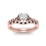 Load image into Gallery viewer, celtic-knot-split-heart-shaped-black-diamond-engagement-ring-in-rose-gold-FD9609HTGBLACK-NL-RG
