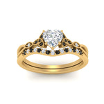 Load image into Gallery viewer, celtic-knot-split-heart-shaped-black-diamond-engagement-ring-in-yellow-gold-FD9609HTGBLACK-NL-YG
