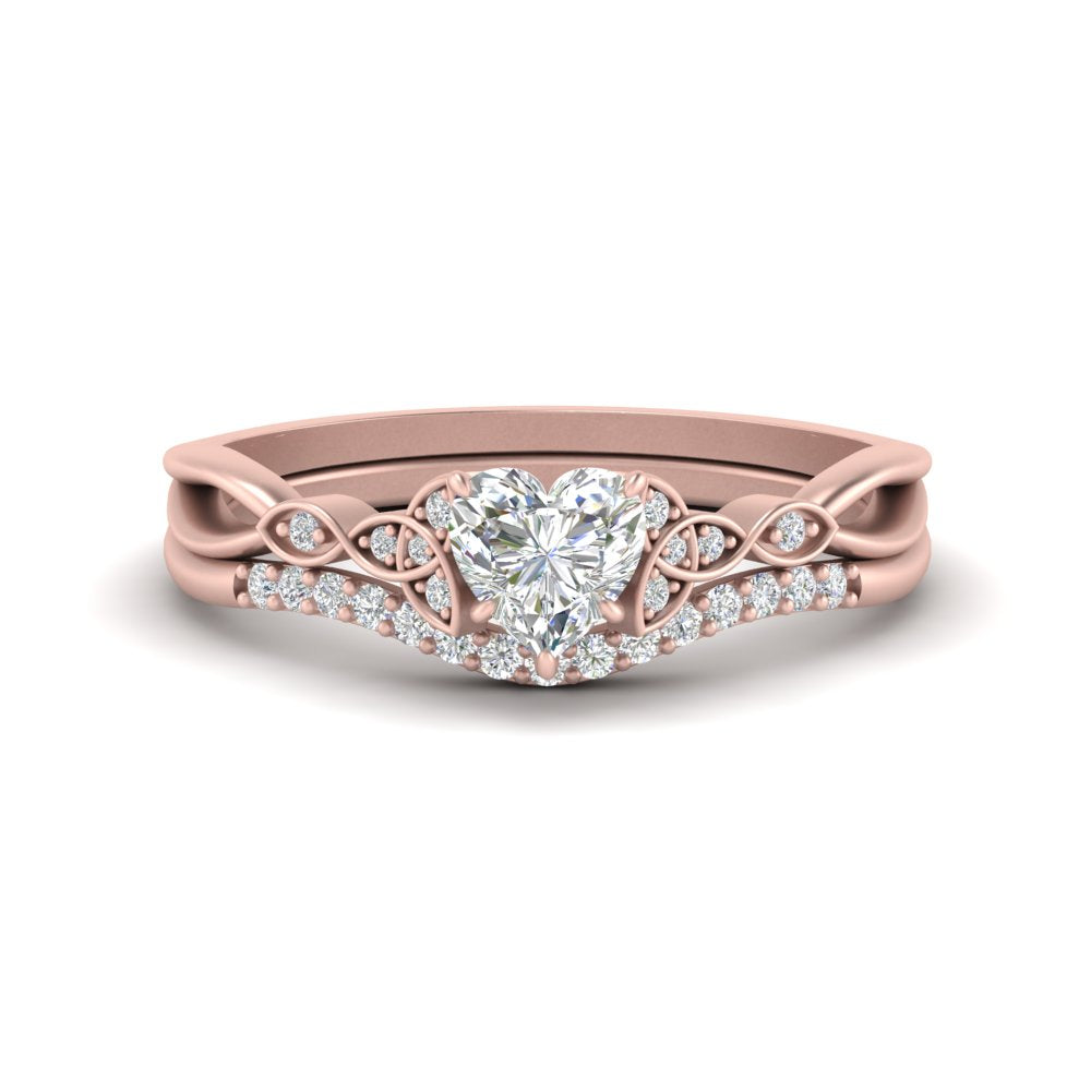 Heart Shaped Celtic Knot Split Bridal Ring Set – Fascinating Diamonds