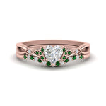 Load image into Gallery viewer, celtic-knot-split-heart-shaped-emerald-engagement-ring-in-rose-gold-FD9609HTGEMGR-NL-RG
