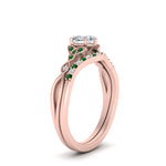 Load image into Gallery viewer, celtic-knot-split-heart-shaped-emerald-engagement-ring-in-rose-gold-FD9609HTGEMGR-NL-RG
