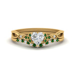 Load image into Gallery viewer, celtic-knot-split-heart-shaped-emerald-engagement-ring-in-yellow-gold-FD9609HTGEMGR-NL-YG
