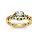 Load image into Gallery viewer, celtic-knot-split-heart-shaped-emerald-engagement-ring-in-yellow-gold-FD9609HTGEMGR-NL-YG
