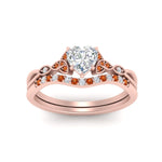 Load image into Gallery viewer, celtic-knot-split-heart-shaped-orange-sapphire-engagement-ring-in-rose-gold-FD9609HTGSAOR-NL-RG
