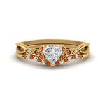 Load image into Gallery viewer, celtic-knot-split-heart-shaped-orange-sapphire-engagement-ring-in-yellow-gold-FD9609HTGSAOR-NL-YG
