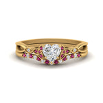 Load image into Gallery viewer, celtic-knot-split-heart-shaped-pink-sapphire-engagement-ring-in-yellow-gold-FD9609HTGSADRPI-NL-YG
