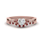 Load image into Gallery viewer, celtic-knot-split-heart-shaped-ruby-engagement-ring-in-rose-gold-FD9609HTGRUDR-NL-RG
