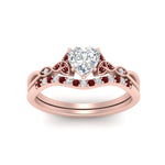Load image into Gallery viewer, celtic-knot-split-heart-shaped-ruby-engagement-ring-in-rose-gold-FD9609HTGRUDR-NL-RG
