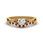 Load image into Gallery viewer, celtic-knot-split-heart-shaped-ruby-engagement-ring-in-yellow-gold-FD9609HTGRUDR-NL-YG
