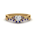Load image into Gallery viewer, celtic-knot-split-heart-shaped-sapphire-engagement-ring-in-yellow-gold-FD9609HTGSABL-NL-YG
