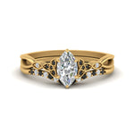 Load image into Gallery viewer, celtic-knot-split-marquise-cut-black-diamond-engagement-ring-in-yellow-gold-FD9609MQGBLACK-NL-YG
