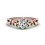 Load image into Gallery viewer, celtic-knot-split-marquise-cut-emerald-engagement-ring-in-rose-gold-FD9609MQGEMGR-NL-RG