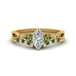 Load image into Gallery viewer, celtic-knot-split-marquise-cut-emerald-engagement-ring-in-yellow-gold-FD9609MQGEMGR-NL-YG

