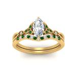 Load image into Gallery viewer, celtic-knot-split-marquise-cut-emerald-engagement-ring-in-yellow-gold-FD9609MQGEMGR-NL-YG
