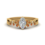 Load image into Gallery viewer, celtic-knot-split-marquise-cut-orange-sapphire-engagement-ring-in-yellow-gold-FD9609MQGSAOR-NL-YG