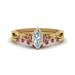 Load image into Gallery viewer, celtic-knot-split-marquise-cut-pink-sapphire-engagement-ring-in-yellow-gold-FD9609MQGSADRPI-NL-YG
