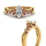 Load image into Gallery viewer, celtic-knot-split-marquise-cut-pink-sapphire-engagement-ring-in-yellow-gold-FD9609MQGSADRPI-NL-YG
