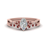 Load image into Gallery viewer, celtic-knot-split-marquise-cut-ruby-engagement-ring-in-rose-gold-FD9609MQGRUDR-NL-RG
