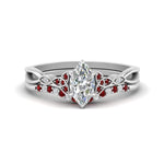 Load image into Gallery viewer, celtic-knot-split-marquise-cut-ruby-engagement-ring-in-white-gold-FD9609MQGRUDR-NL-WG
