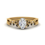 Load image into Gallery viewer, celtic-knot-split-oval-shaped-black-diamond-engagement-ring-in-yellow-gold-FD9609OVGBLACK-NL-YG
