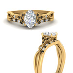 Load image into Gallery viewer, celtic-knot-split-oval-shaped-black-diamond-engagement-ring-in-yellow-gold-FD9609OVGBLACK-NL-YG
