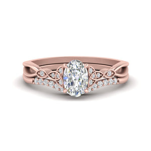 Celtic Knot Oval Diamond Split Wedding Set