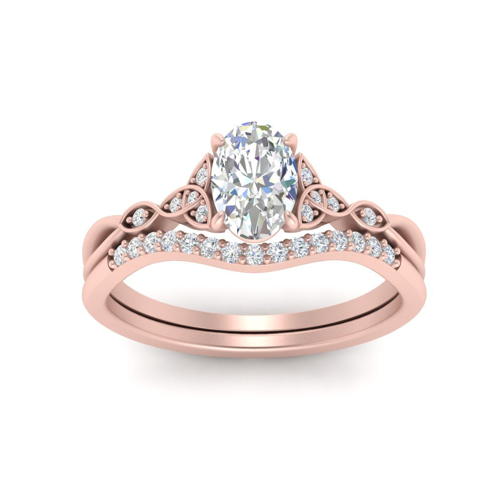 Celtic Knot Oval Diamond Split Wedding Set – Fascinating Diamonds