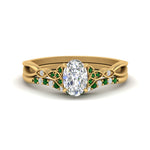 Load image into Gallery viewer, celtic-knot-split-oval-shaped-emerald-engagement-ring-in-yellow-gold-FD9609OVGEMGR-NL-YG
