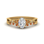 Load image into Gallery viewer, celtic-knot-split-oval-shaped-orange-sapphire-engagement-ring-in-yellow-gold-FD9609OVGSAOR-NL-YG
