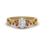 Load image into Gallery viewer, celtic-knot-split-oval-shaped-ruby-engagement-ring-in-yellow-gold-FD9609OVGRUDR-NL-YG
