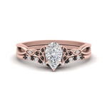 Load image into Gallery viewer, celtic-knot-split-pear-shaped-black-diamond-engagement-ring-in-rose-gold-FD9609PEGBLACK-NL-RG
