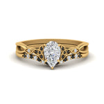 Load image into Gallery viewer, celtic-knot-split-pear-shaped-black-diamond-engagement-ring-in-yellow-gold-FD9609PEGBLACK-NL-YG

